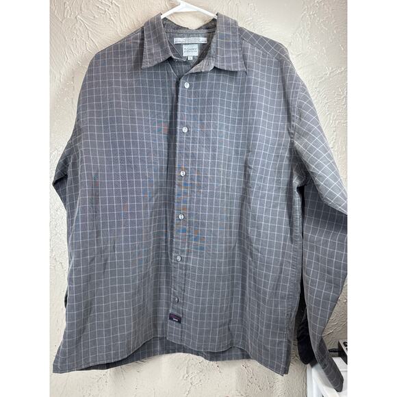 Tommy By Tommy Hilfiger Men's Gray Long Sleeve Button Up Check Size Large - Picture 1 of 5